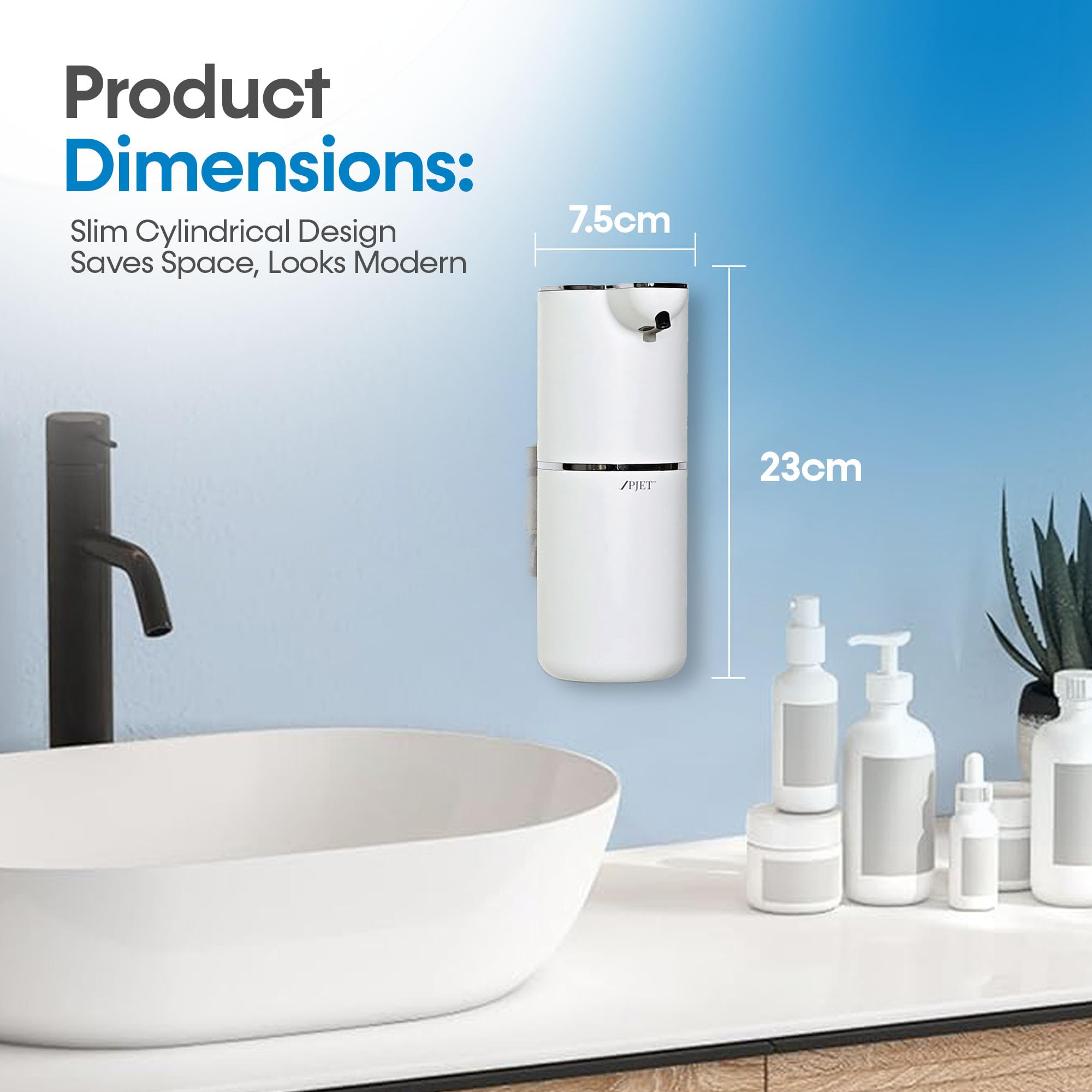 Pjet Automatic Foam Handwash Dispenser | Smart Touchless Soap Holder For Bathroom, Office, Kitchen (350 Ml) Plastic